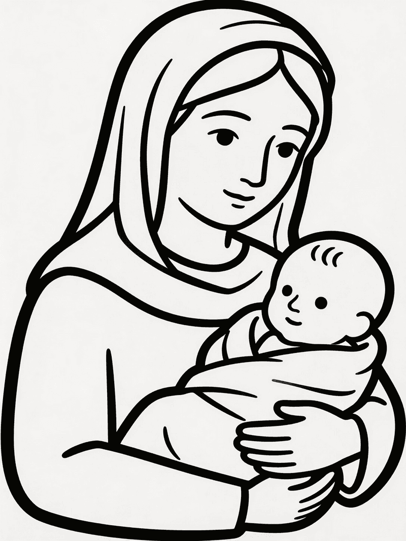 Mary holding baby Jesus