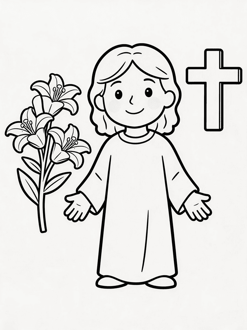 An Easter lily with a cross