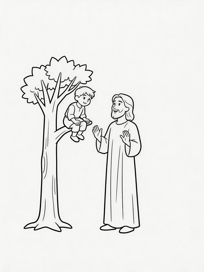 Jesus and Zacchaeus in the sycamore tree