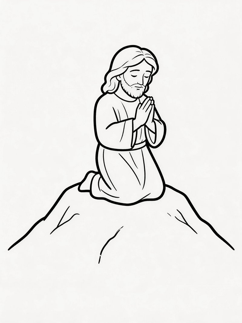 Jesus praying alone on a mountain