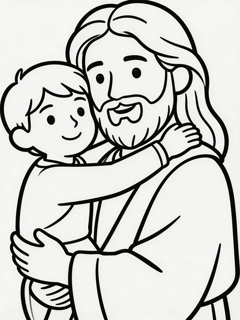 Jesus hugging a child